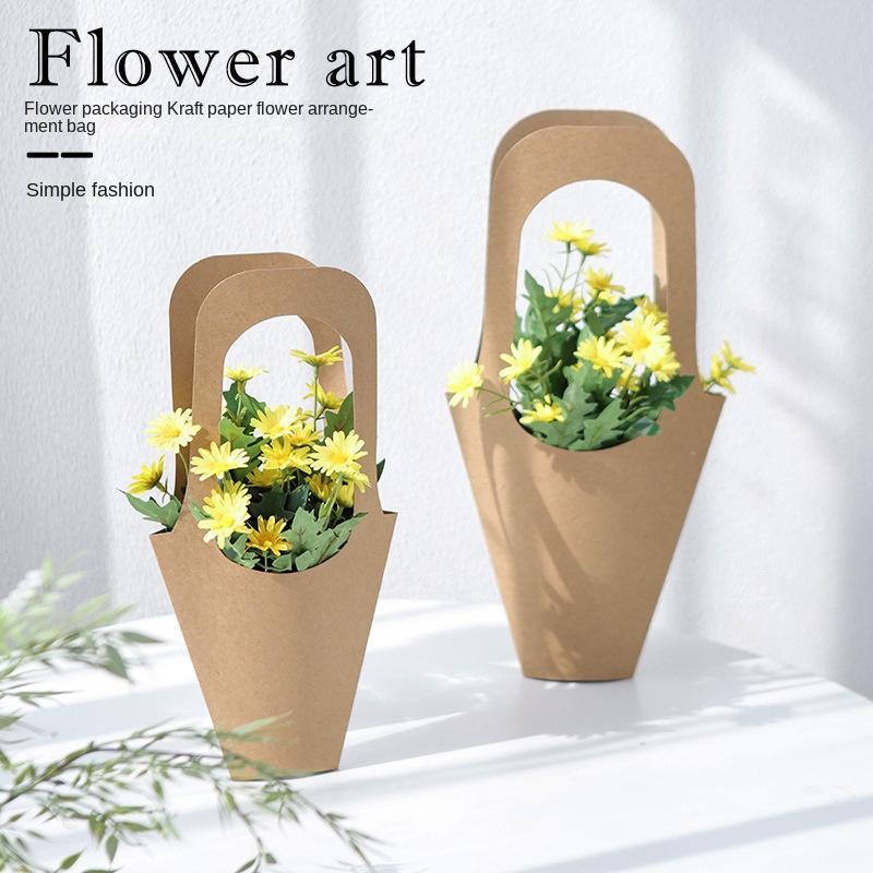 20 шт. крафт-бумага портативный букет сумка цветочный букет подарочный пакет ко Дню святого Валентина 520 простой букет портативный крафт-бумага сумка