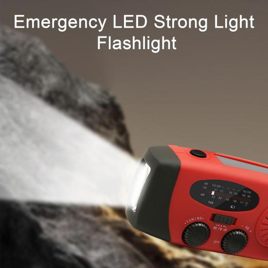 Hand Crank Emergency Radio with Flashlight Compact Portable Multifunctional FM/AM Solar Radio LED Torch