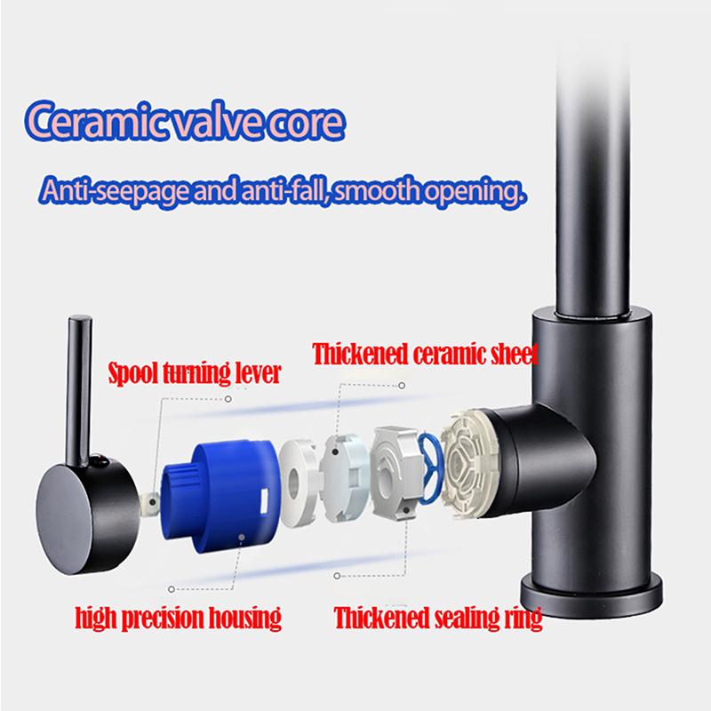 Черный выдвижной кухонный смеситель для раковины, настенный распылитель, кухонный смеситель для ванной комнаты, кухни, кран горячей и холодной воды