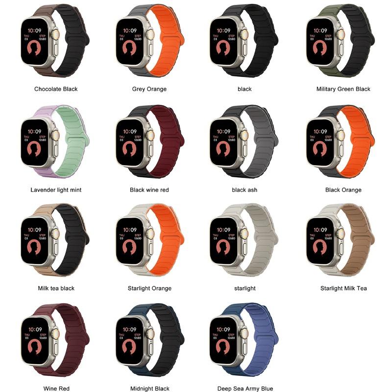 Двухцветный ремешок для Apple watch ultra 3 49 мм 45 44 38 40 мм Магнитный спортивный ремешок для iwatch 11 10 9 8 7 6 5 4 se3 Силиконовый браслет