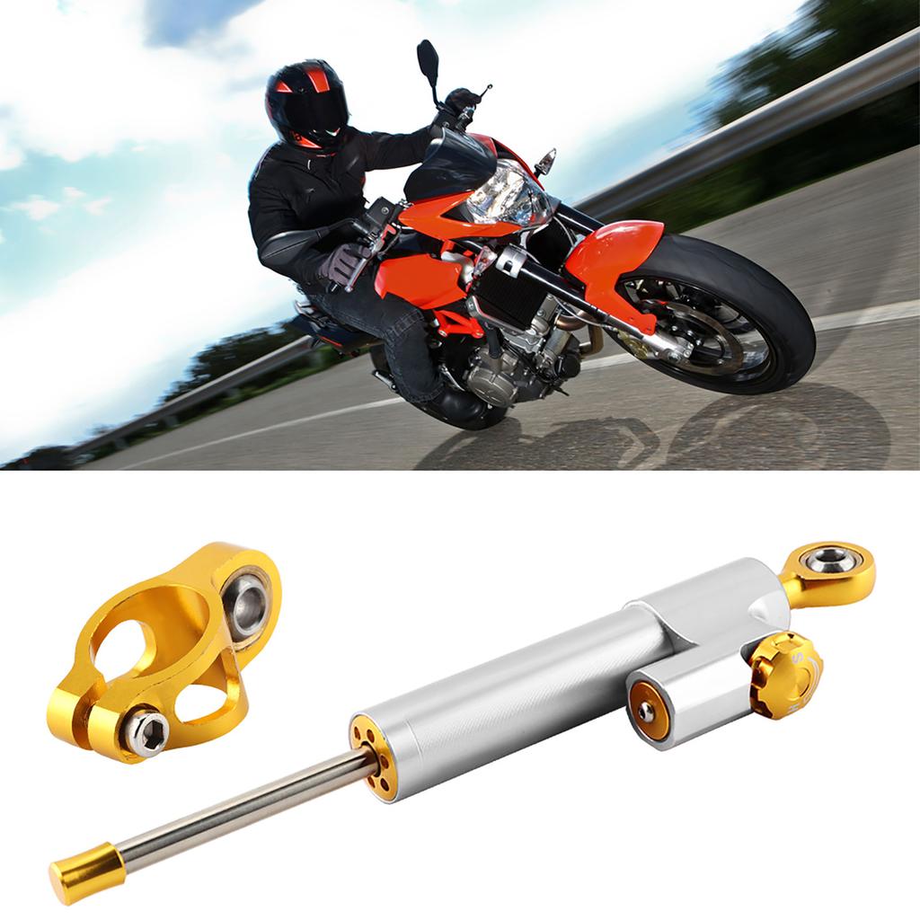 Универсальный мотоциклетный руль Алюминиевый сплав Стабилизатор рулевого демпфера Безопасность управления(Серебряный)