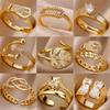 18K Gold-plated Full Diamond Titanium Steel Non-fading Opening Ring Female Zircon Leaf Ring Female High-end Sense