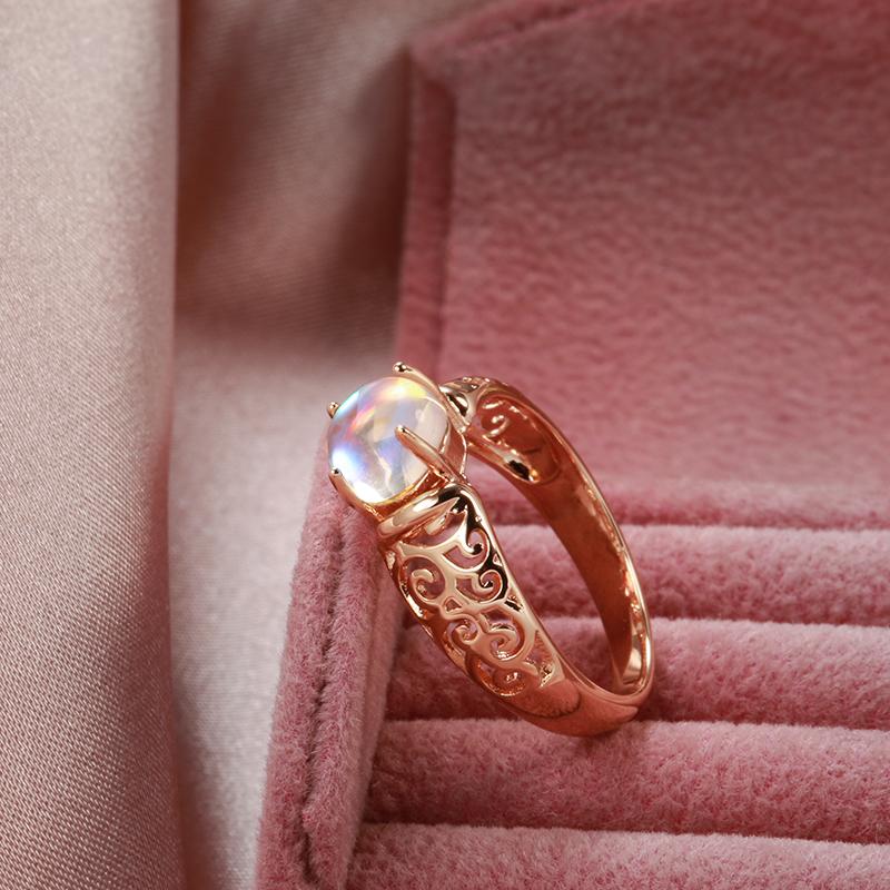 Kinel новые кольца с лунным камнем цвета розового золота романтические украшения для девушки