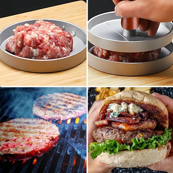 Hamburger Press 4.5" Non-Stick Patty Maker with 100 Wax Papers Heavy Duty Meatball Press for BBQ Veggie Burgers
