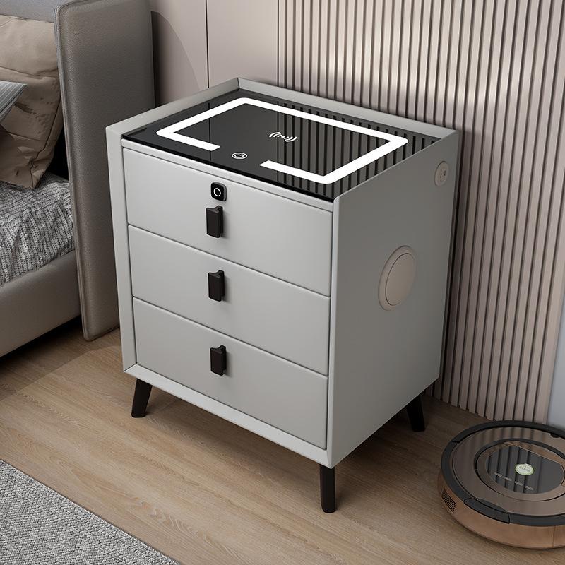 Умная тумбочка для спальни, современный минималистский скандинавский белый прикроватный столик, лампа для хранения вещей, регулируемая яркость, мебель для дома