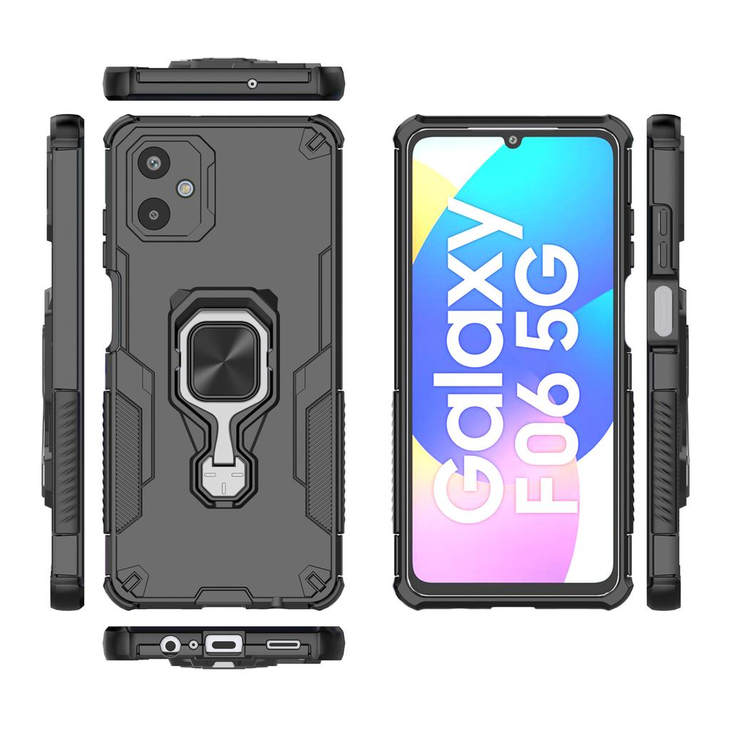 For Samsung Galaxy F06 5G Case Rotatable Ring Kickstand PC+TPU Shockproof Phone Cover