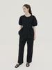 CHIQUITA Cotton Seersucker Blouse + Belt Black 250711Bk
