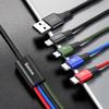 4-in-1 USB Cable Iphone Lightning 2 x USBC microUSB Nylon Braided 35A 12m Black