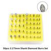 CMCP 50pcs Diamond Grinding Burs Polishing Grinding Head for Dremel Rotary Tool For Jewelry Glass 3.175mm Shank Grinding Burrs