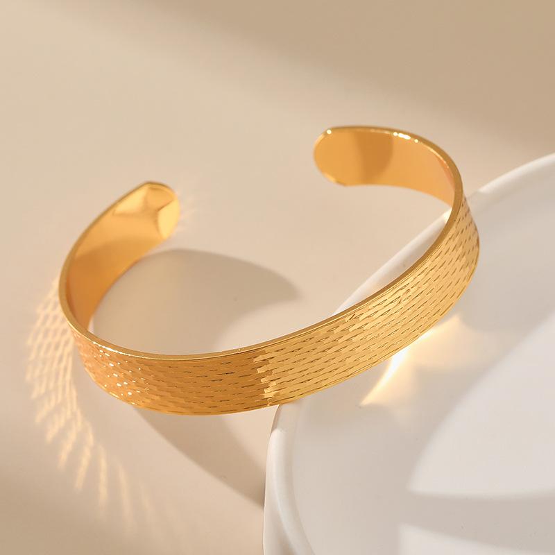 Classic Plain Open Cuff Bracelet Minimalist Business Style Unisex Metal Wristband