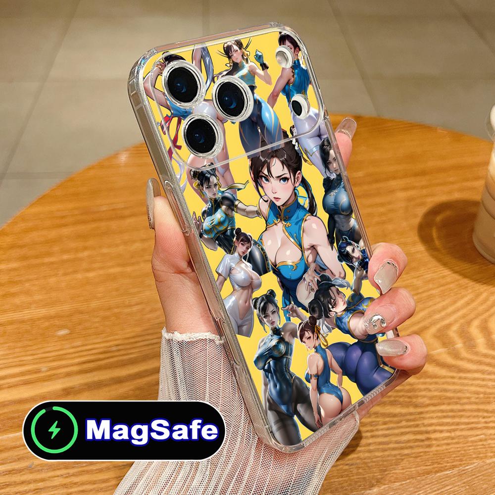 Чехол для телефона Street Fighter Chunli для iPhone 17 16 15 14 13 12 11 Air Pro Max Plus Mini Magsafe Прозрачный Цветной Чехол Красивый Чехол