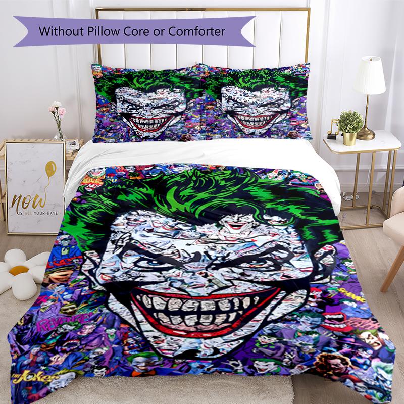 3pcs Joker pattern bedding set duvet cover set includes duvet cover &pillowcases, perfect all season bedroom decoration & gift