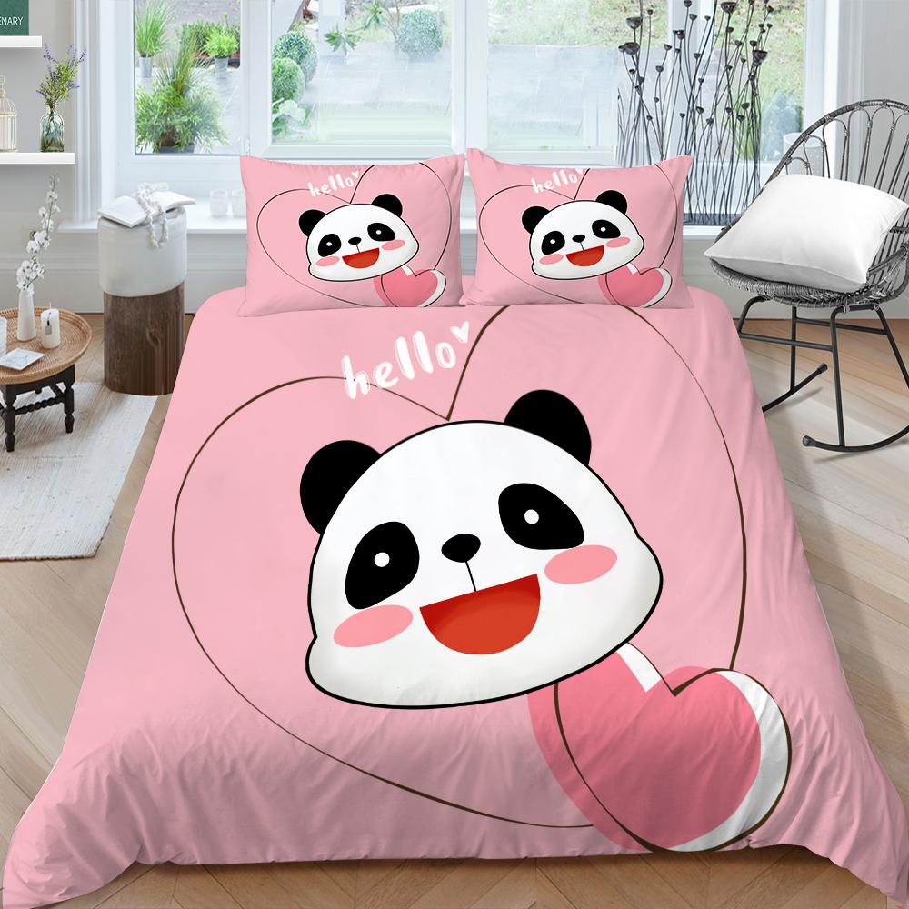 Panda Duvet Cover Queen Size Bedding Bamboo Home Textiles Children Boy Girl with Pillowcase Highend Bedding Cover