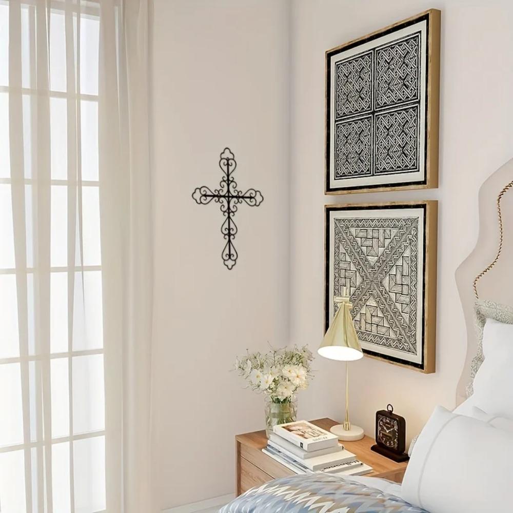 1 шт. Металлический крест, настенное украшение - настенное искусство для домашнего декора, стильное металлическое настенное украшение