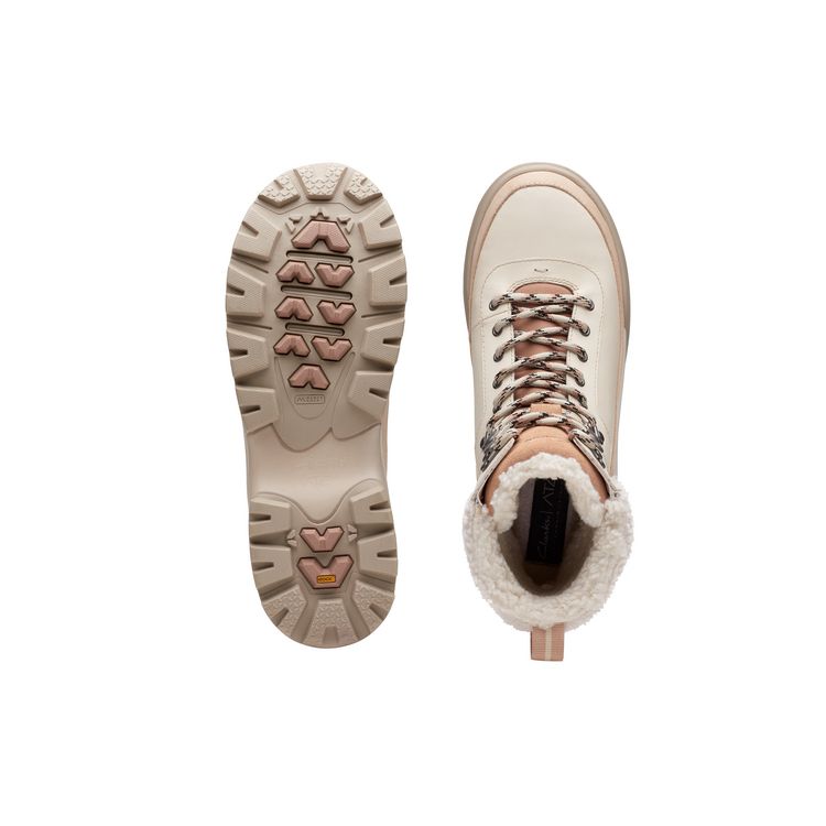 Clarks Leather Warm Durable Non-Slip Comfortable Lace-Up Thick Sole Short Outdoor Boots Women boots White Orange 261738234