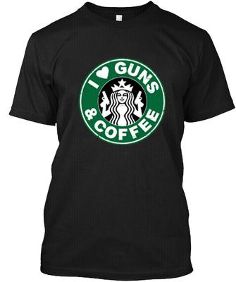 Новая лимитированная футболка i love guns i love coffee 11 МУЖЧИНА ЖЕНЩИНА Размеры от S до 5XL