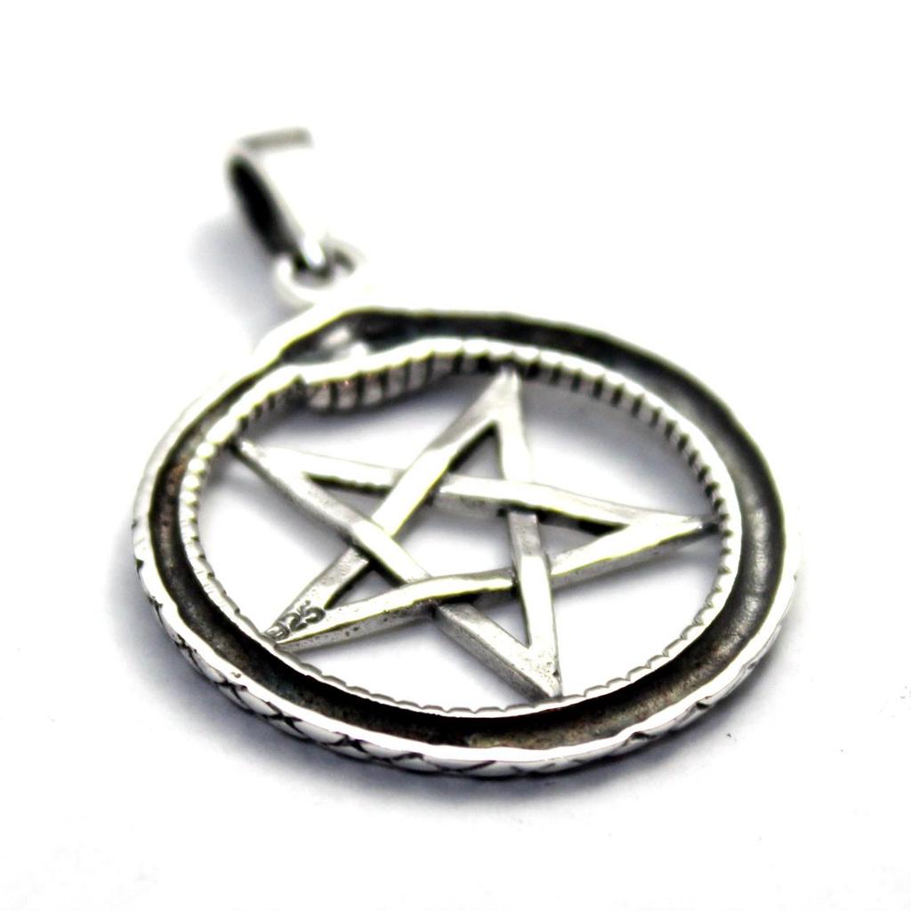 Pentagram Devil Star Star Snake Reptile Pendant Silver 925