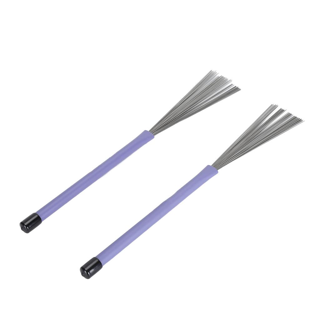 2 Pcs Drum Brush Retractable Steel Wire Rubber Handle Jazz Drum Brushes for Performance Purple