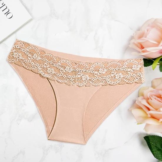 Женские трусики с ажурным кружевом и низкой талией, бесшовные, однотонные, с хорошей воздухопроницаемостью, тонкие