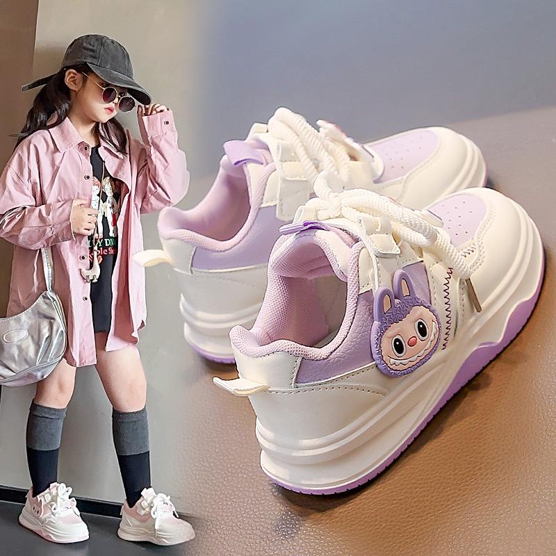 Children's Sports Shoes Girls' Board Shoes New Spring and Autumn Soft Sole Cartoon White Shoes Non-Slip Breathable Casual Shoes