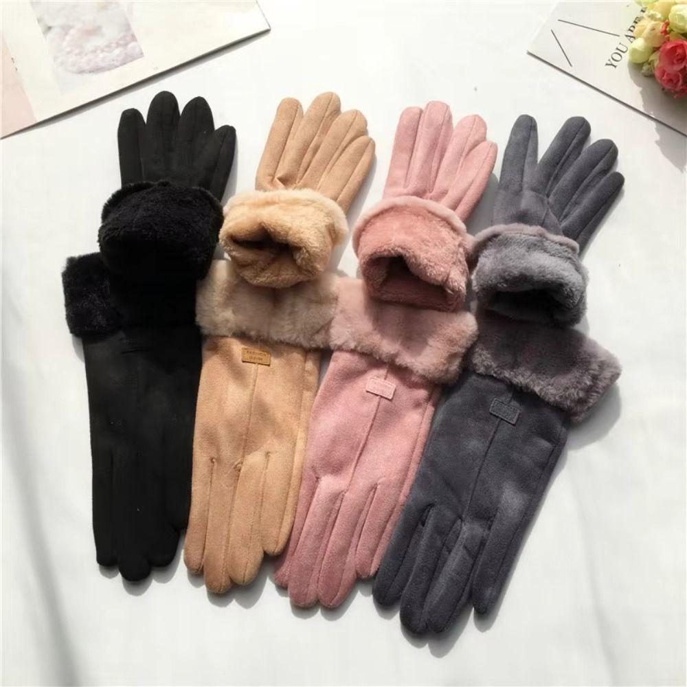 Full Fingers Mittens Soft Women Winter Gloves Fashion Suede Gloves Skiing