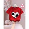 European sizes Love Heart Soccer" Letter/cartoon Print, Girls' Short-sleeved T-shirt, Cool and Breathable for Spring/summer Wear