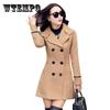 Women's Double-breasted Mid-length Woolen Jacket for Autumn/winter, 3XL124 Lapel Coat for Office Ladies