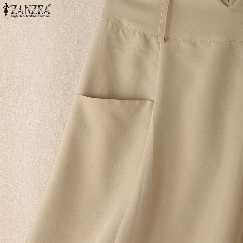 ZANZEA Женские повседневные летние миди-юбки однотонной расцветки