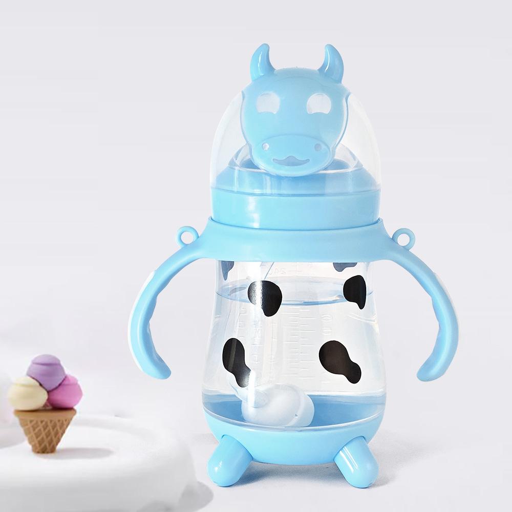 Cow Shaped Straw Cup 3-12 Years Drinking Cup 270ml Baby Wide Mouth Water Cup Silicone Straw Inverted No Leakage