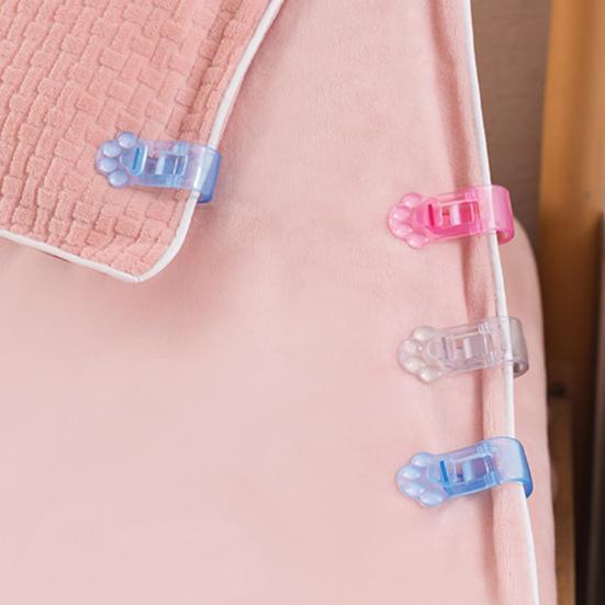 4Pcs Cute Cat Paw Quilt Holder Clip Needleless Seamless Fastener for Duvet Firmly Prevent Slip Universal Bed Sheet Clips Non-slip Blanket Corner
