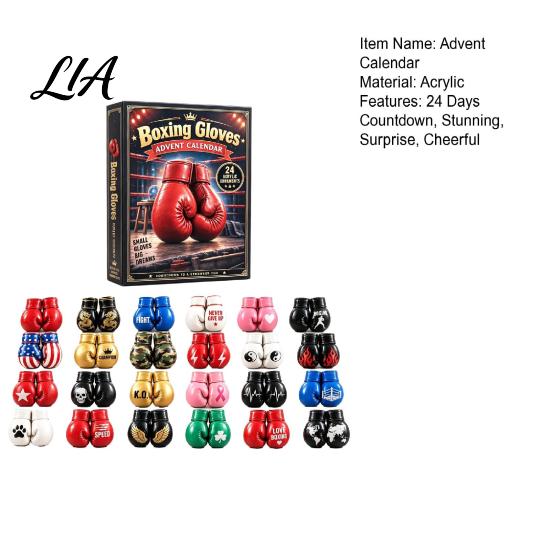 Unique Christmas Gift for Boxers Boxing Gloves Advent Calendar 2026, 24 Days Countdown with 2D Acrylic Glove Ornaments, Boxing-Themed Holiday