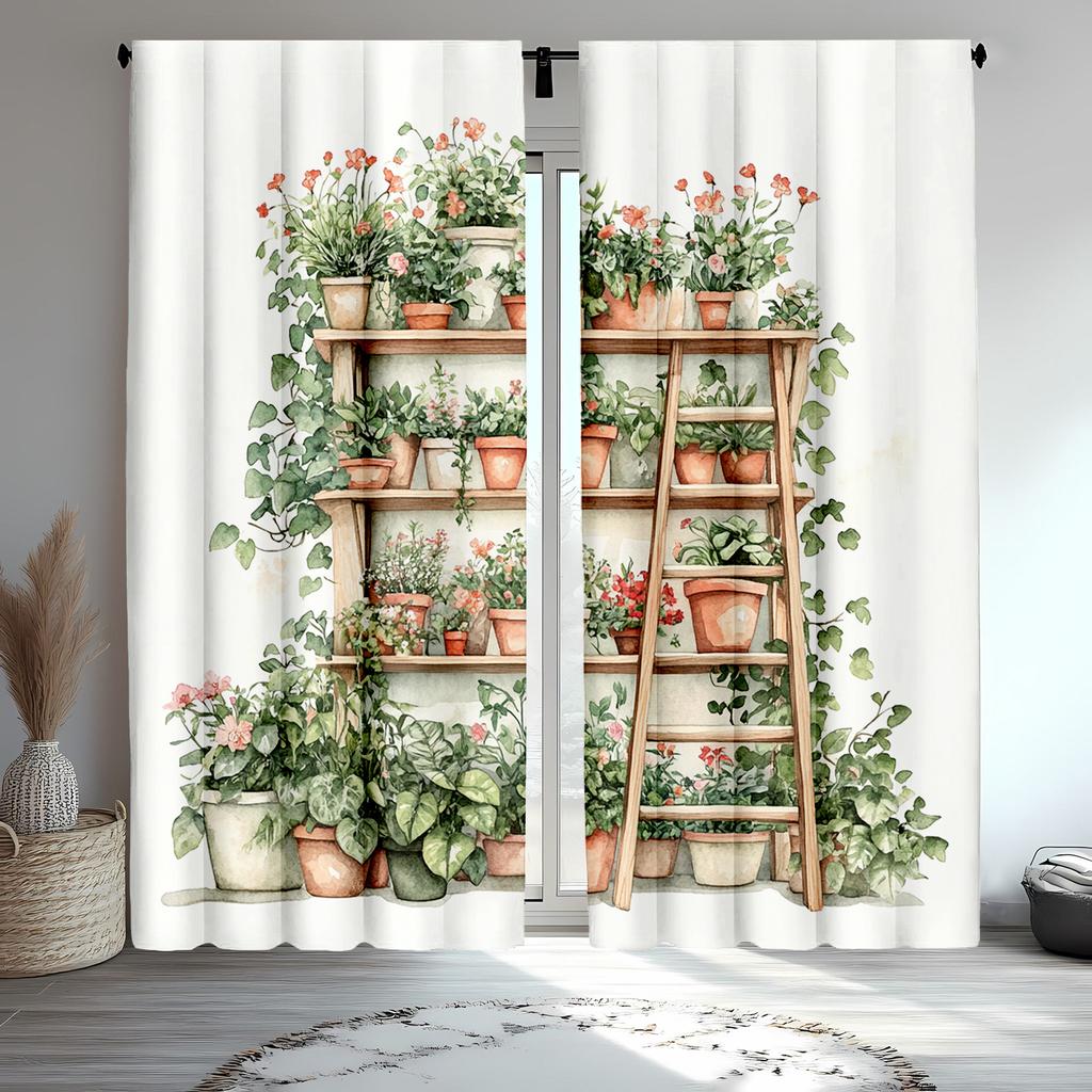 2 шт. Кухонные шторы с цветочным принтом и растениями, короткие шторы-кафе с зелеными листьями для прачечной и столовой, декоративные шторы