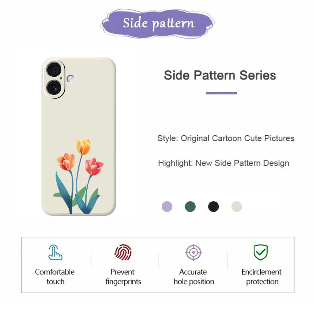 For iPhone 17 Case Three Flowers Pattern Printing Straight Edge TPU Phone Back Cover