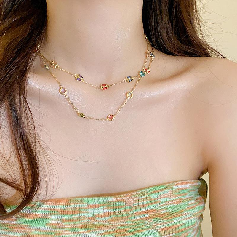 Красочная бабочка с кубическим цирконом, кулон, ожерелье, температура, роскошные женщины и девушки, циркониевая цепочка на ключицу, романтические ювелирные изделия, аксессуары, подарки