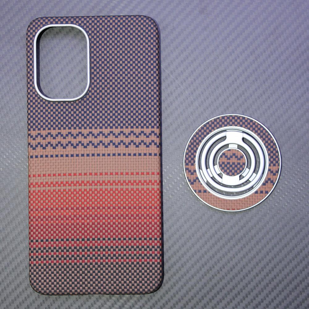 Магнитный чехол из углеродного волокна и арамида для oneplus 15R/oneplus ace6 Тонкий жесткий чехол из ткани Kevlar Легкий чехол магнитный черный премиум