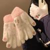 Winter Warm Gloves Plush Cartoon Cute Christmas Snowman Five-Fingered Gloves Can Student Girls