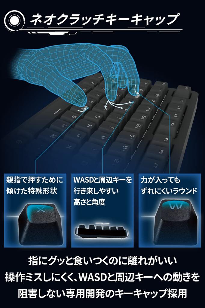 Elecom Игровая клавиатура проводная VK210S Tenkeyless Mechanical Neo Clutch Keycap Silver Axis Speed Linear с USB-портом V-custom TK-VK210SBK