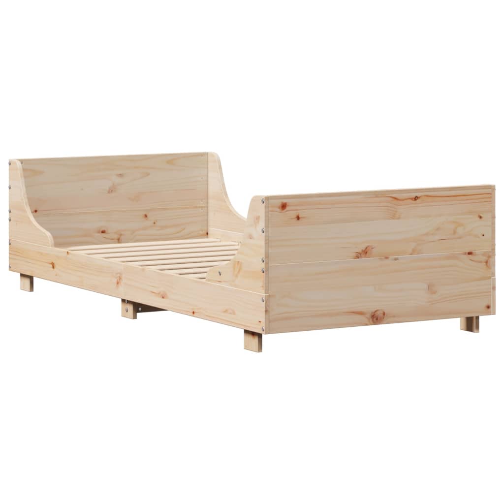 Solid Wood Bed Frame without Mattress 100 x 200 cm Pine Wood
