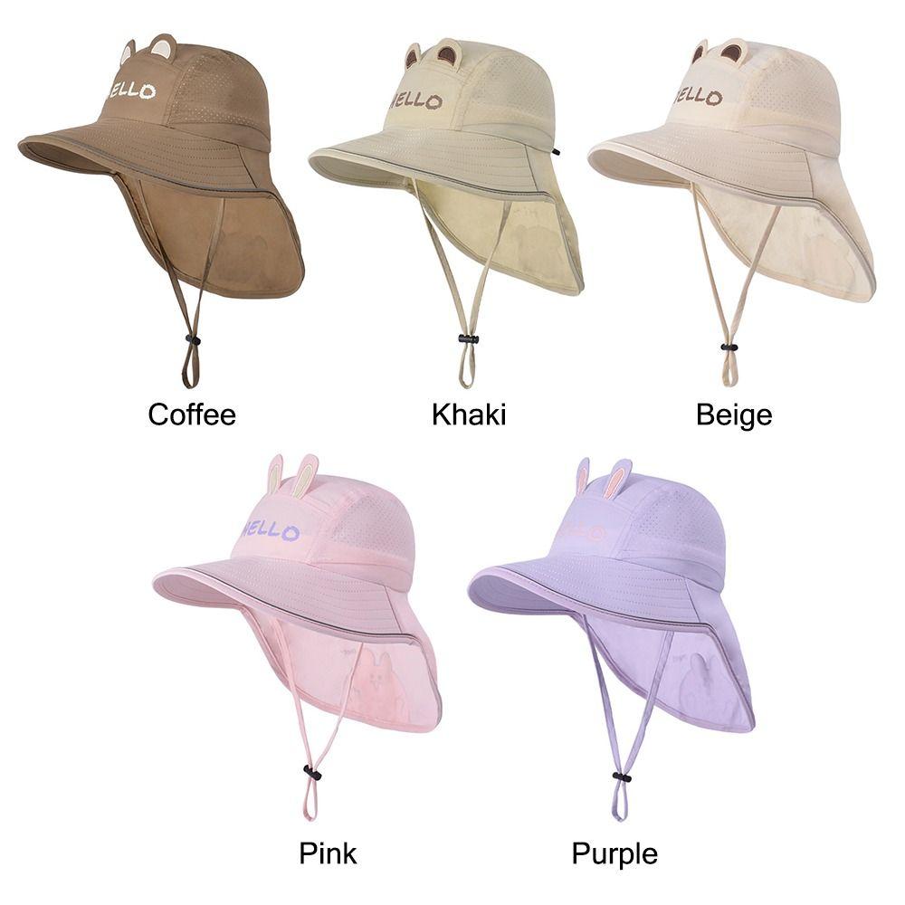 Wide Brim Children's Fisherman Hat Lightweight UV Protection Hat Cartoon Kids Sun Hat  4-8 Years
