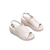 2024 Summer New Real Soft Leather Slope Heel Cool Slippers Women Wear Fashion Internet Celebrity Muffin Thick Bottom One Word Cool Slippers