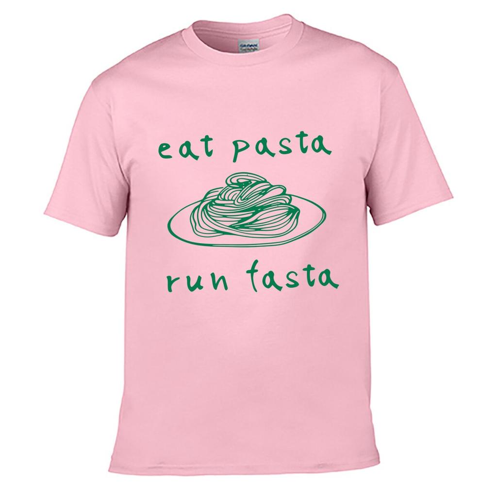 Eat Pasta Run Fasta Pasta Graphic Loose Vintage Distressed Washed Casual Tee