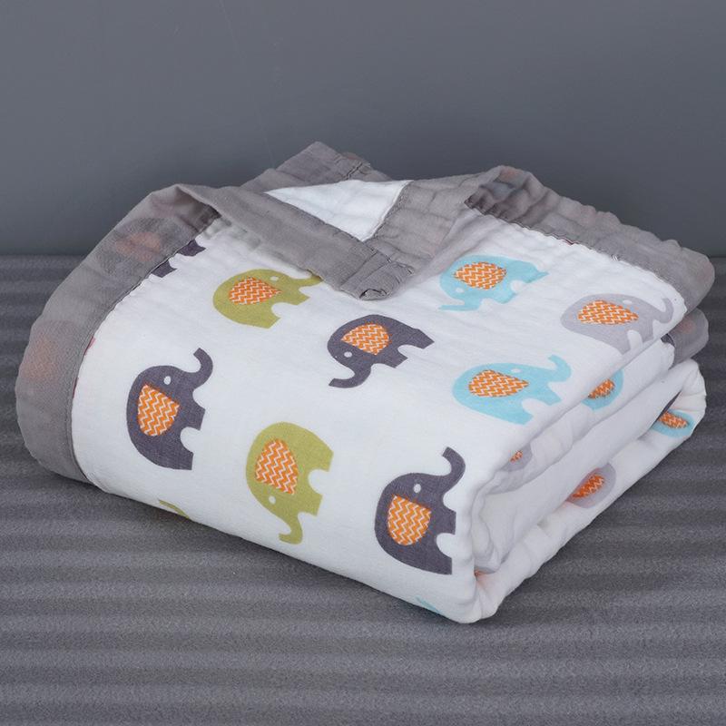 110x110cm Class A Pure Cotton Baby Bath Towel, Six-layer Gauze with Wide Hem, for Infants and Toddlers