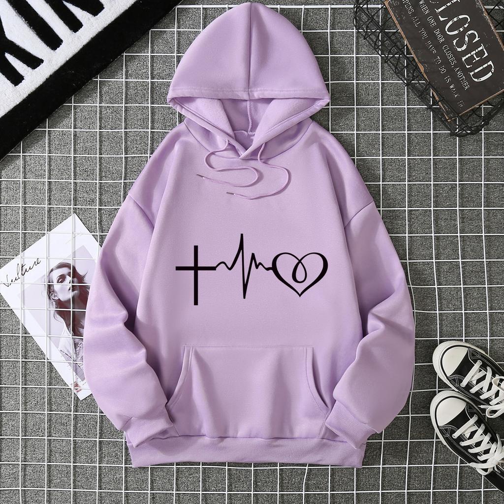 European and American Hot Casual Versatile Letters Loose Hooded Trendy Women's Clothing