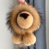 Cute Real Rex Rabbit Hair Little Lion Car Keychain Pendant Plush Doll Bag Pendant Gift