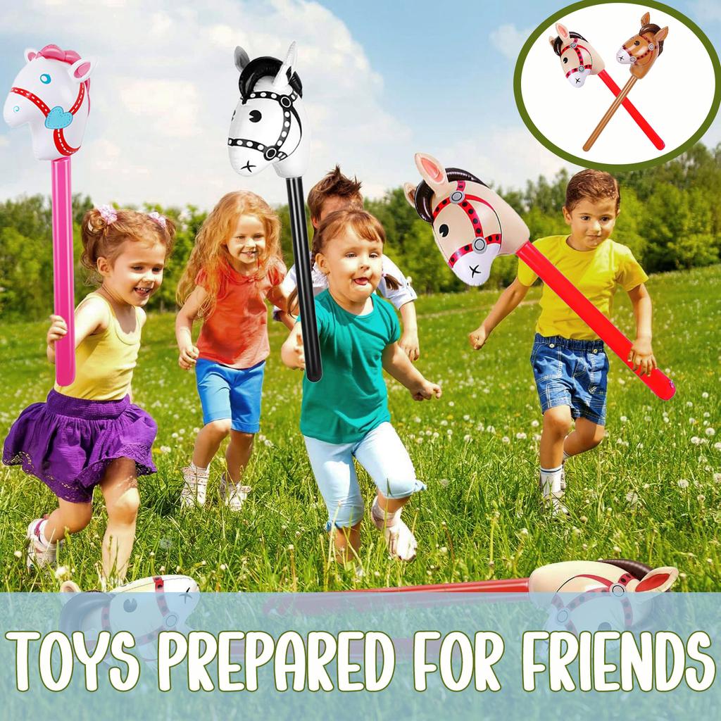 6-36Pcs Inflatable Stick Horse Inflatable Horsehead Stick Balloon Cowboy Horse Costume Stick for Baby Shower Birthday Party