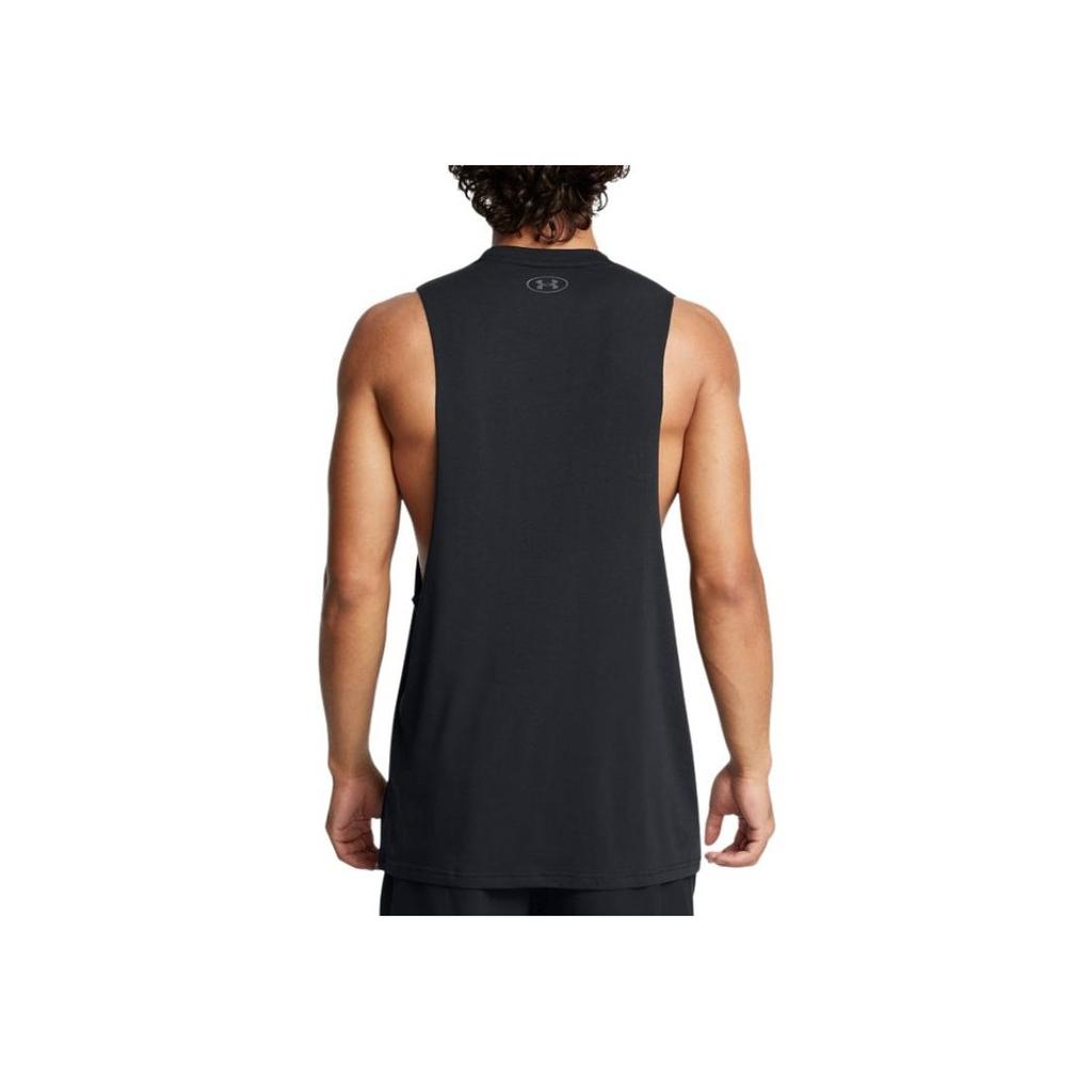 Under Armour Project Rock Letter Print Loose Fit Round Neck Sports Tank Top Men Tank Tops Black 1386896-001