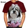 Новая модная и милая футболка с принтом собаки Ши-цзы 3D для мужчин, летний повседневный топ с короткими рукавами и изображением животного