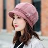 Hat Female Autumn and Winter Casual Versatile Rabbit Fur Duck Tongue Beret Winter Cold Warm Knitted Wool Hat
