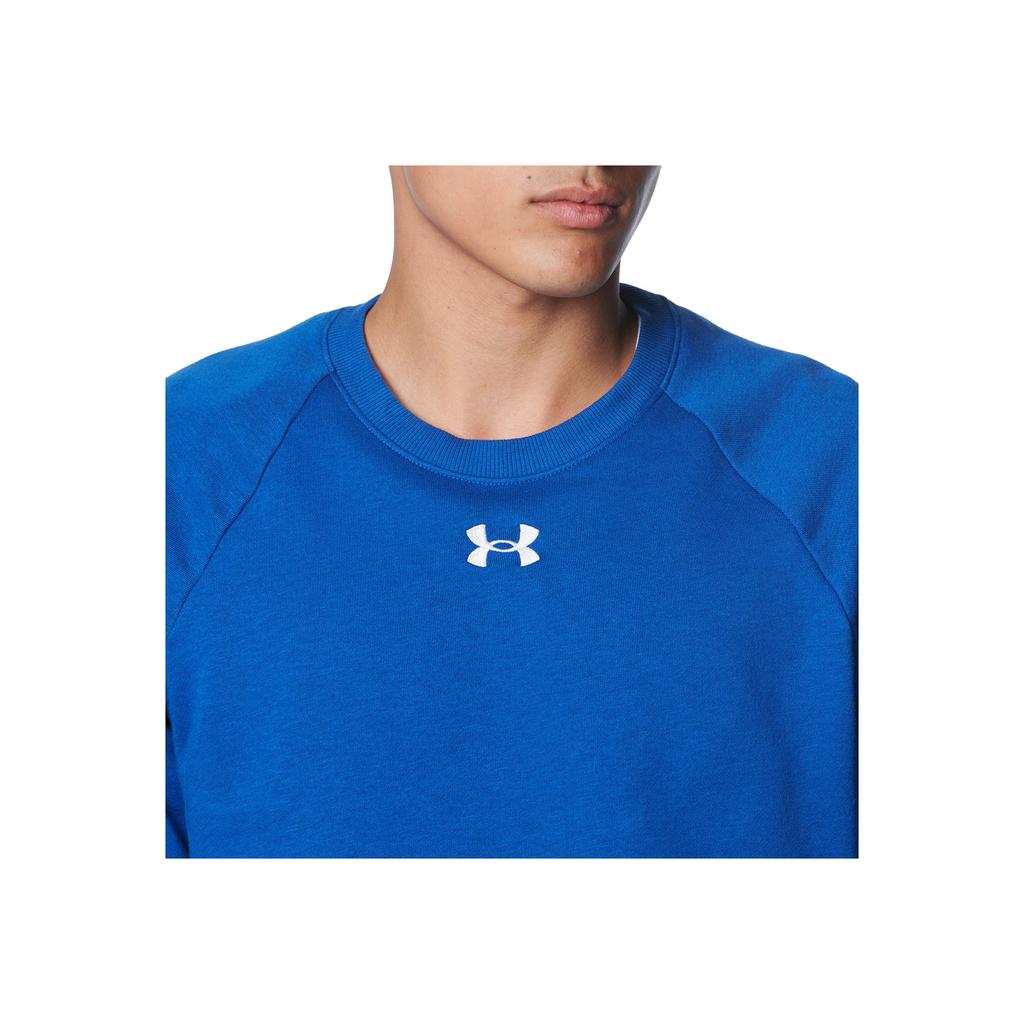 Under Armour Rival Fleece FW24 Свободный Теплый Свитшот с Круглым Вырезом и Длинным Рукавом Мужской свитшот Технически-Синий Белый 1379755-432