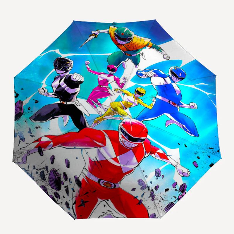 1pc Power Rangers Automatic Opening Folding Umbrella with 8-Bone Iron Frame, Portable Outdoor for Fans, Travelers, Everyday Use, and Gift Giving.T002